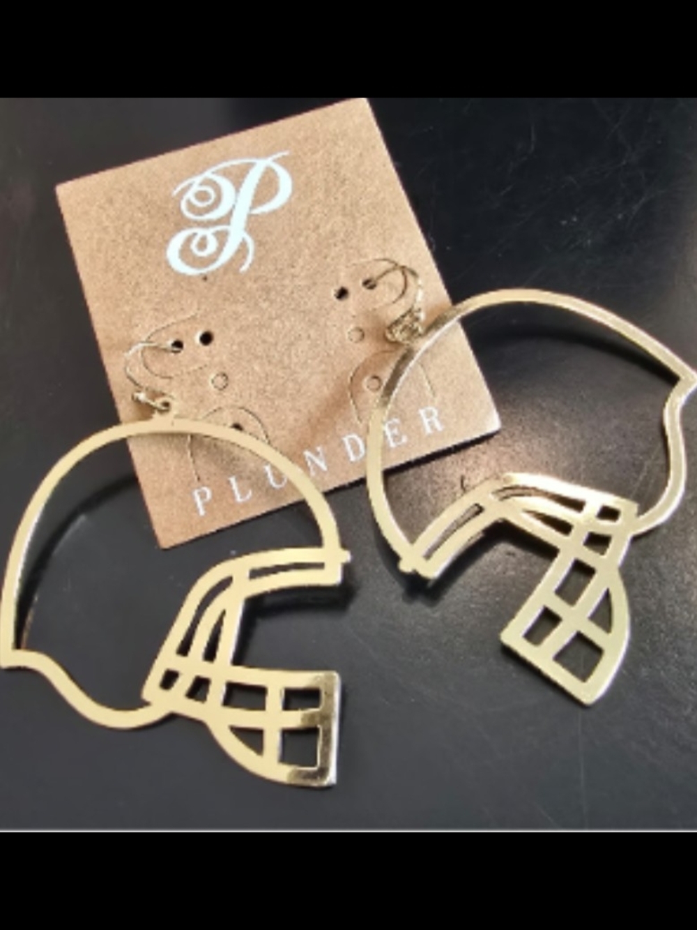 Gold Football Helmet Earrings